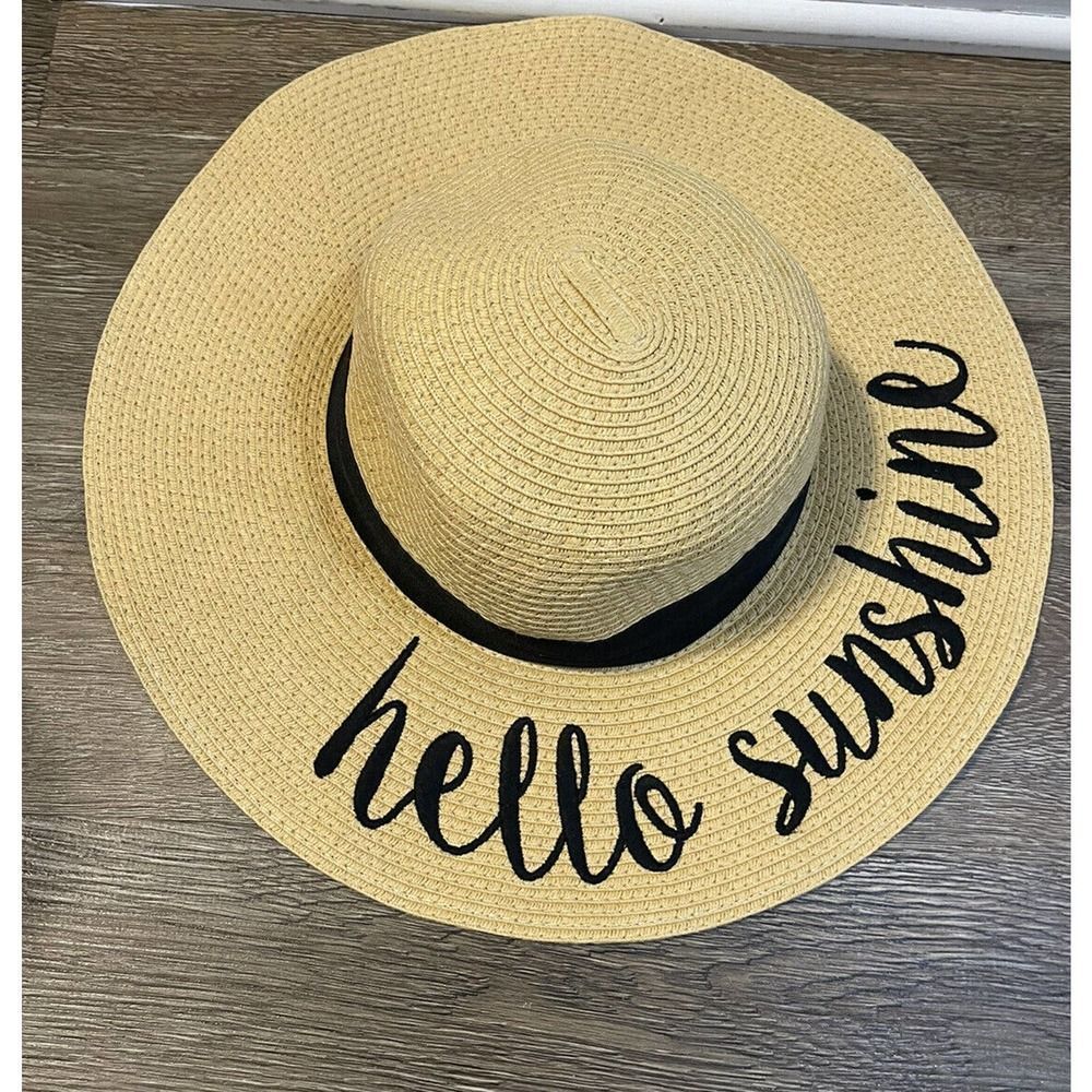 CC Creations Hello Sunshine Raffia Hat_Sun Hat_Embroidered_Packable_Beach